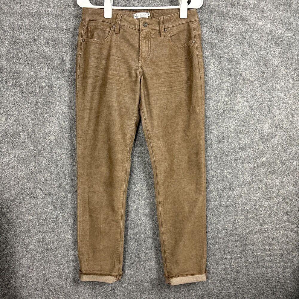 Carve Design Carson Cord Pants Womens Size 2 Brown Organic Straight rolled Cuff